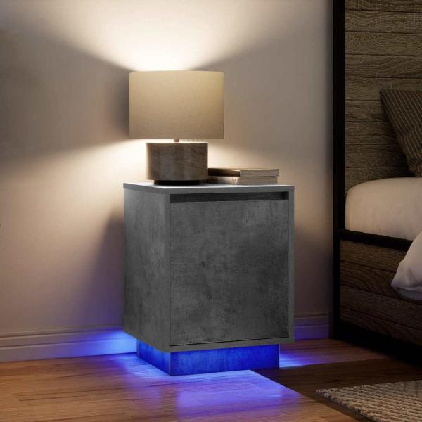 ARDEBO.de - Nachttische mit LED-Leuchten 2 Stk. Betongrau 38x34x50 cm