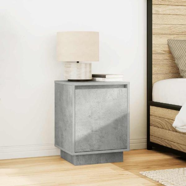 Nachttische mit LED-Leuchten 2 Stk. Betongrau 38x34x50 cm