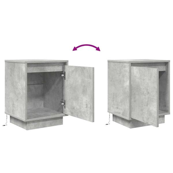 Nachttische mit LED-Leuchten 2 Stk. Betongrau 38x34x50 cm
