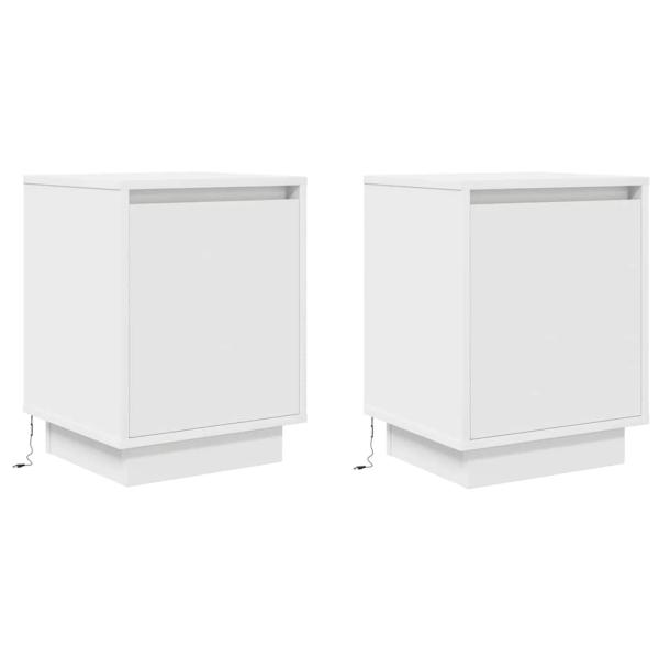 Nachttische mit LED-Leuchten 2 Stk. Weiß 38x34x50 cm