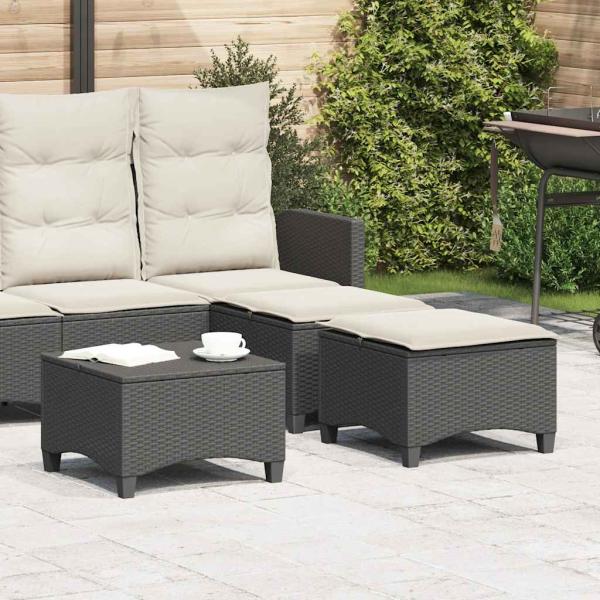 ARDEBO.de - Gartenhocker mit Kissen 2 Stk. Schwarz 55x55x36 cm Poly Rattan
