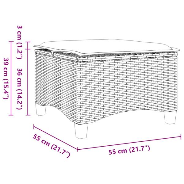 Gartenhocker mit Kissen 2 Stk. Schwarz 55x55x36 cm Poly Rattan