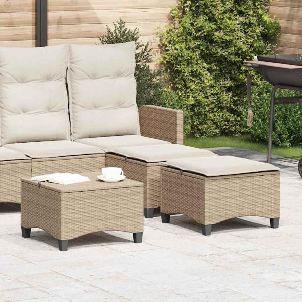 ARDEBO.de - Gartenhocker mit Kissen 2 Stk. Beige 55x55x36 cm Poly Rattan