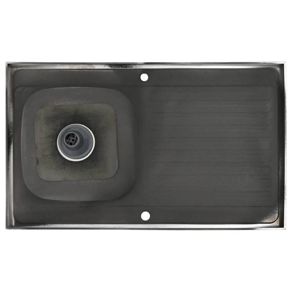 Spüle mit Abtropffläche Set Silbern 1000x600x155 mm Edelstahl