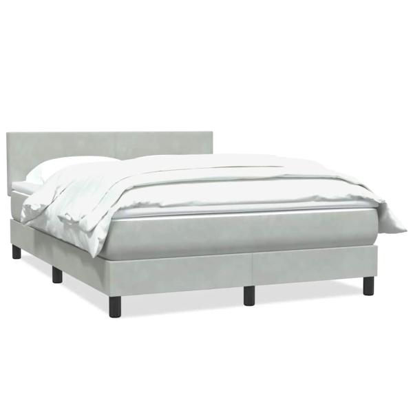 Boxspringbett mit Matratze Hellgrau 140x210 cm Samt