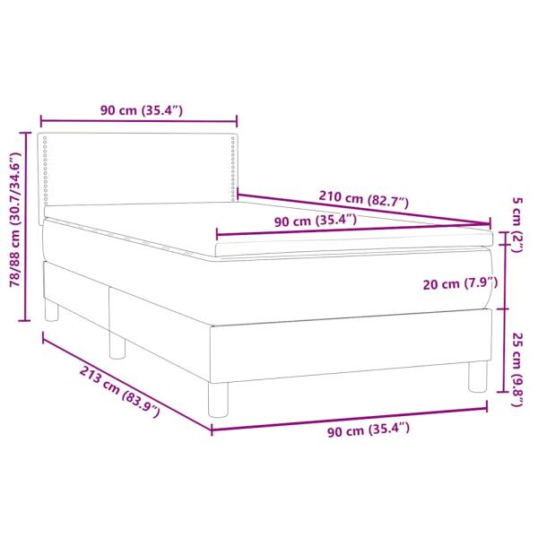Boxspringbett mit Matratze Schwarz 90x210 cm Samt