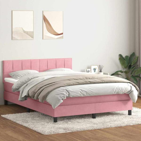 ARDEBO.de - Boxspringbett mit Matratze Rosa 160x220 cm Samt