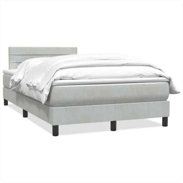 Boxspringbett mit Matratze Hellgrau 120x220 cm Samt