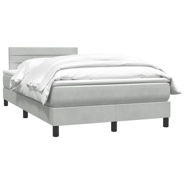 Boxspringbett mit Matratze Hellgrau 120x220 cm Samt