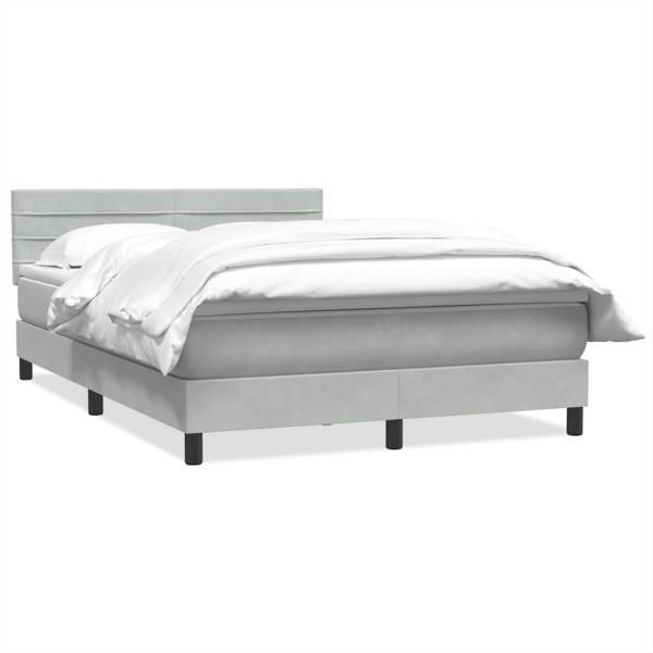 Boxspringbett mit Matratze Hellgrau 140x210 cm Samt