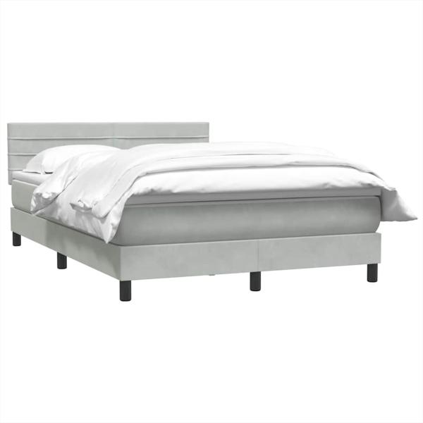 Boxspringbett mit Matratze Hellgrau 140x210 cm Samt