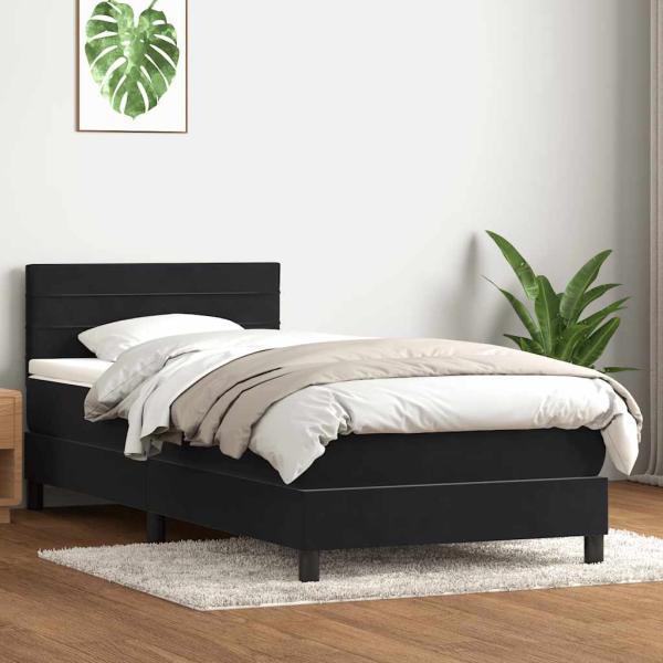ARDEBO.de - Boxspringbett mit Matratze Schwarz 90x210 cm Samt