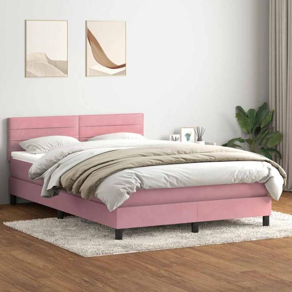 ARDEBO.de - Boxspringbett mit Matratze Rosa 160x220 cm Samt