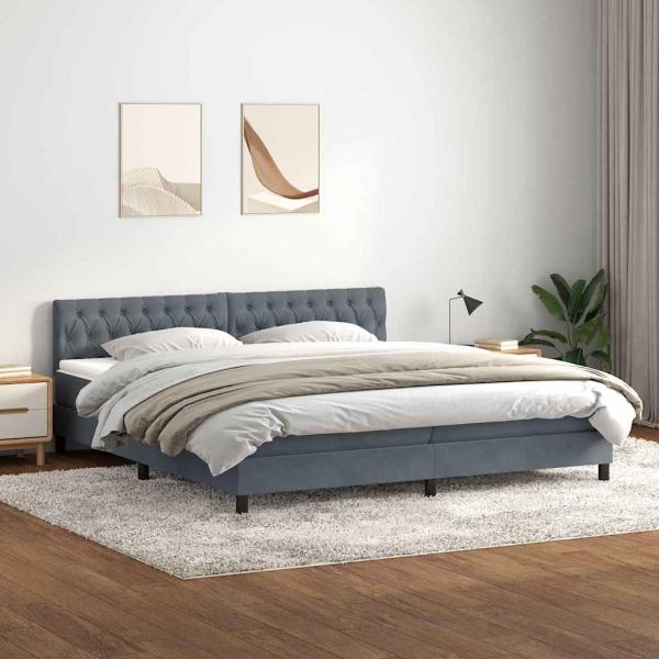ARDEBO.de - Boxspringbett mit Matratze Dunkelgrau 180x210 cm Samt