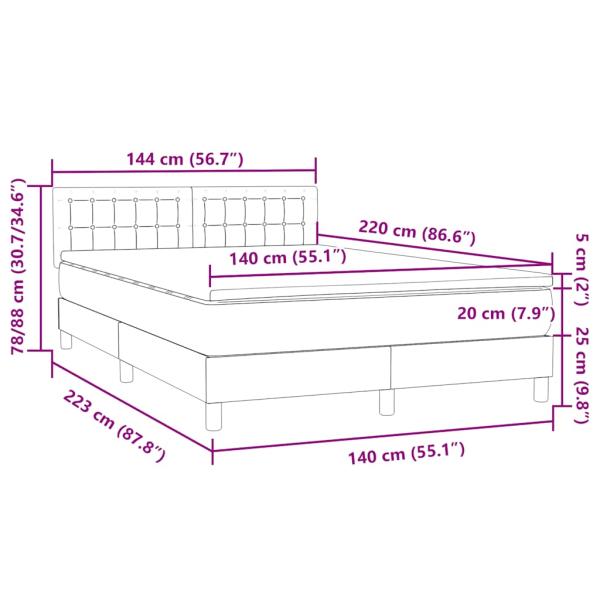 Boxspringbett mit Matratze Dunkelgrau 140x220 cm Samt