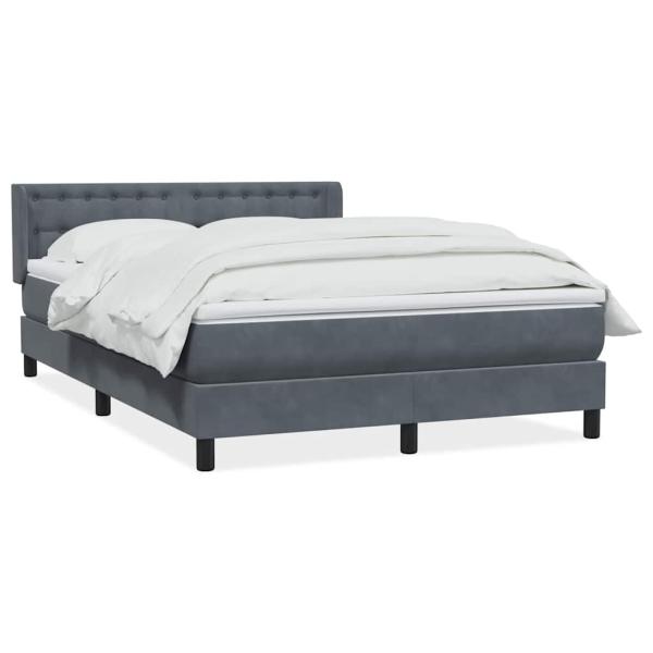 Boxspringbett mit Matratze Dunkelgrau 140x220 cm Samt