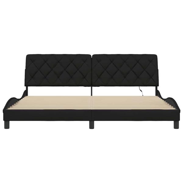 Bettgestell mit LED ohne Matratze Schwarz 200x200 cm Stoff