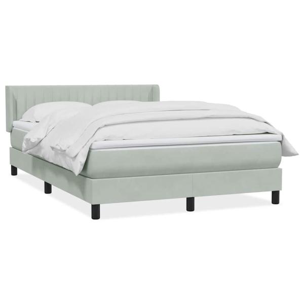 ARDEBO.de - Boxspringbett mit Matratze Hellgrau 160x210 cm Samt