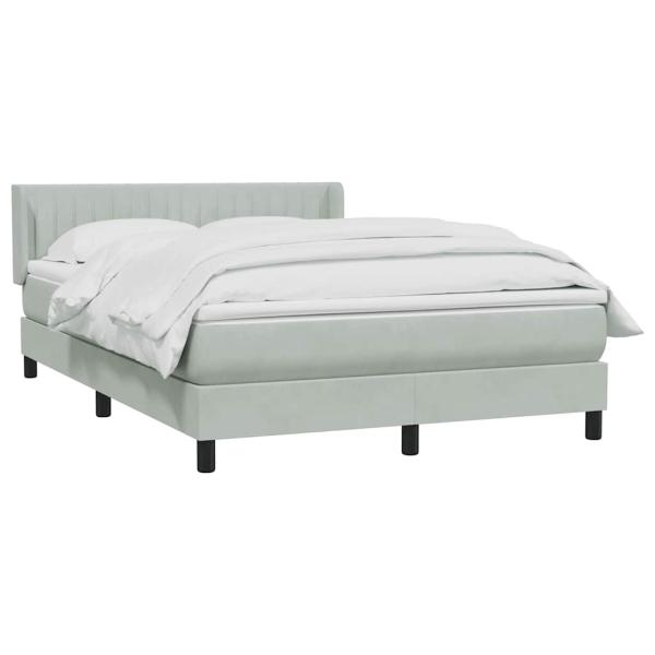 Boxspringbett mit Matratze Hellgrau 140x210 cm Samt