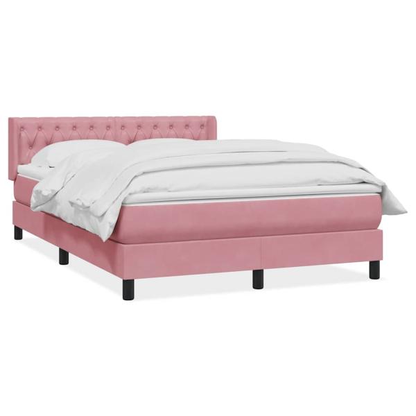 Boxspringbett mit Matratze Rosa 140x210 cm Samt