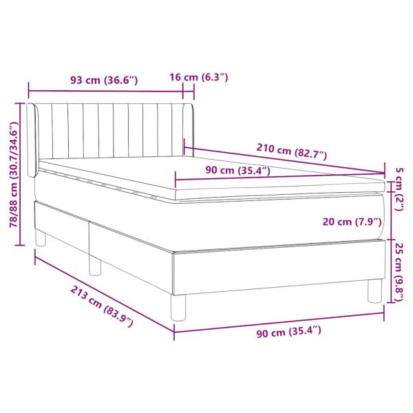Boxspringbett mit Matratze Rosa 90x210 cm Samt
