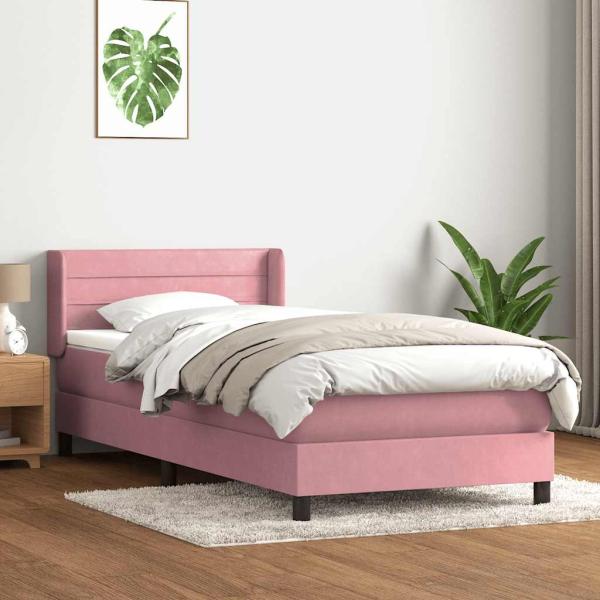 ARDEBO.de - Boxspringbett mit Matratze Rosa 90x210 cm Samt