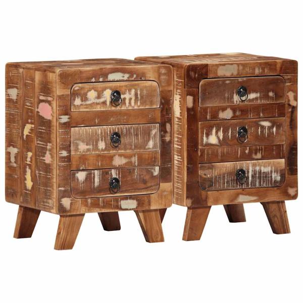 ARDEBO.de - Nachttisch 2 Stk. 37x32x50 cm Altholz Massivholz