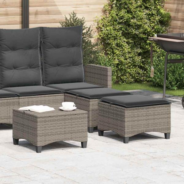 ARDEBO.de - Gartenhocker mit Kissen 2 Stk. Grau 55x55x36 cm Poly Rattan