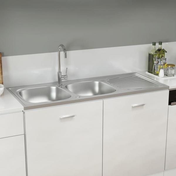Doppelspüle Silbern 1200x500x155 mm Edelstahl