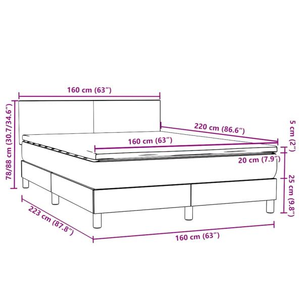 Boxspringbett mit Matratze Dunkelgrau 160x220 cm Samt