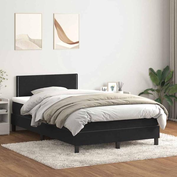 ARDEBO.de - Boxspringbett mit Matratze Schwarz 120x210 cm Samt