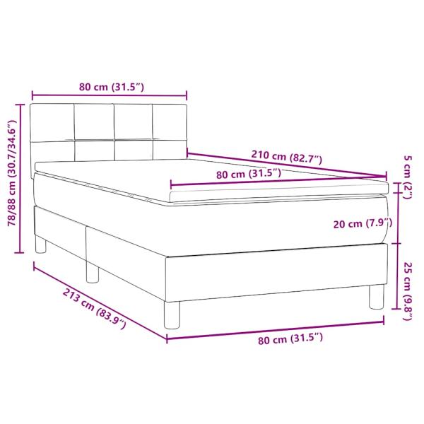Boxspringbett mit Matratze Dunkelblau 80x210 cm Samt