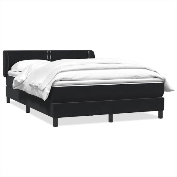 Boxspringbett mit Matratze Schwarz 140x210 cm Samt