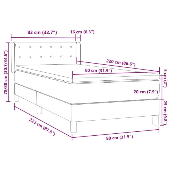 Boxspringbett mit Matratze Dunkelblau 80x220 cm Samt