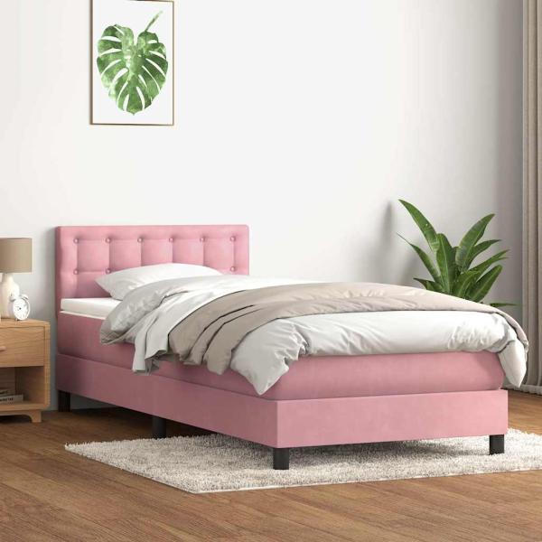 ARDEBO.de - Boxspringbett mit Matratze Rosa 90x210 cm Samt