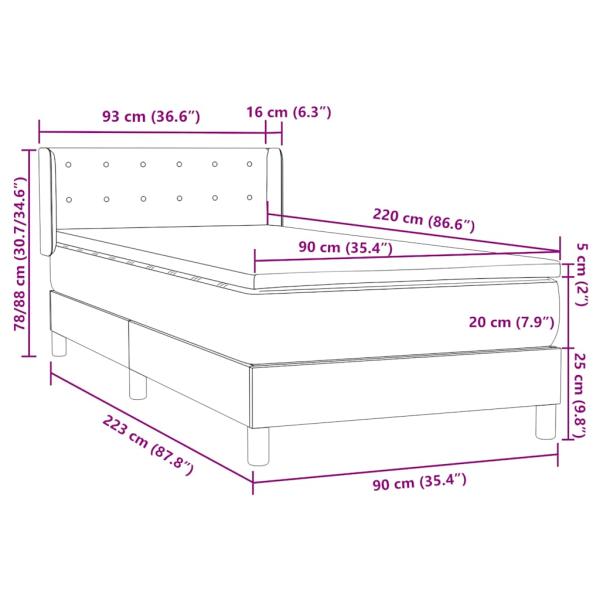 ARDEBO.de - Boxspringbett mit Matratze Rosa 90x220 cm Samt