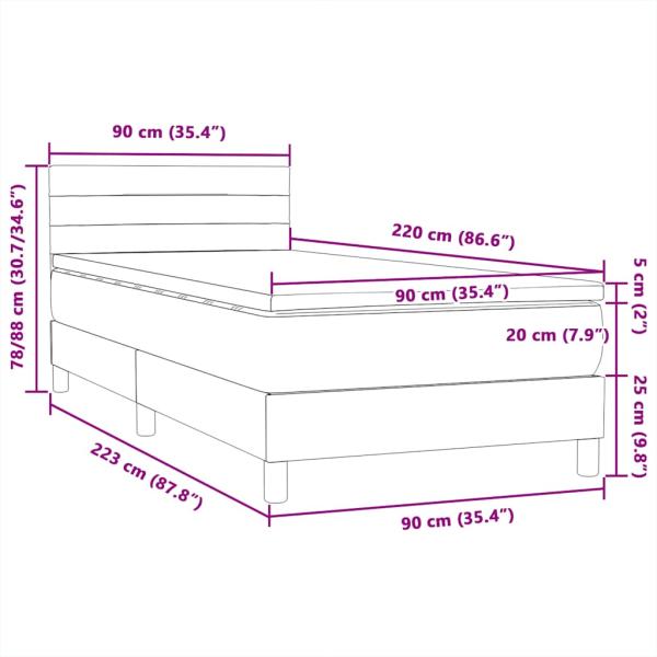 Boxspringbett mit Matratze Dunkelgrau 90x220 cm Samt