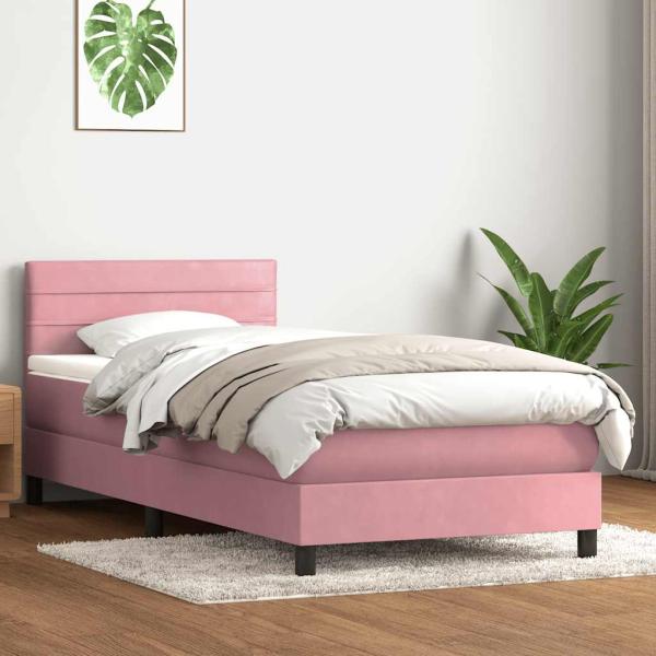 ARDEBO.de - Boxspringbett mit Matratze Rosa 80x220 cm Samt