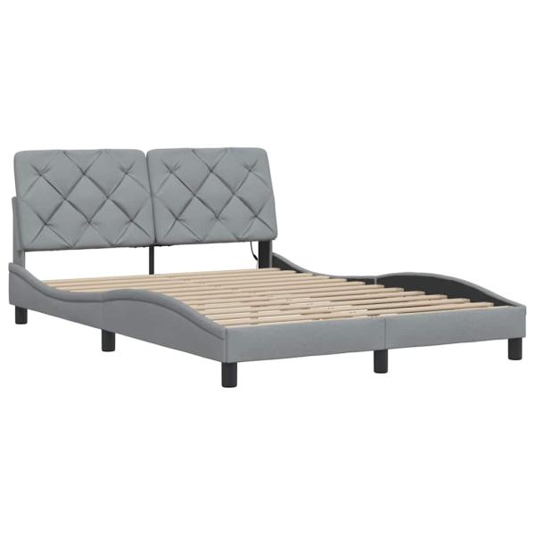 Bettgestell mit LED ohne Matratze Hellgrau 140x200 cm Stoff