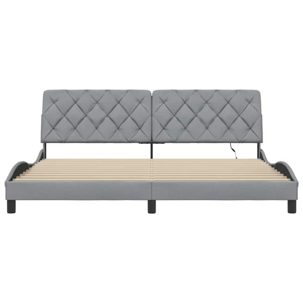 Bettgestell mit LED ohne Matratze Hellgrau 200x200 cm Stoff