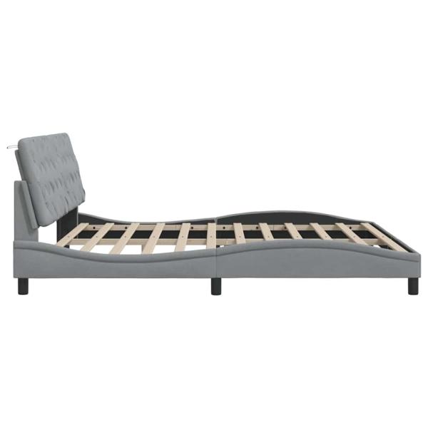 Bettgestell mit LED ohne Matratze Hellgrau 200x200 cm Stoff