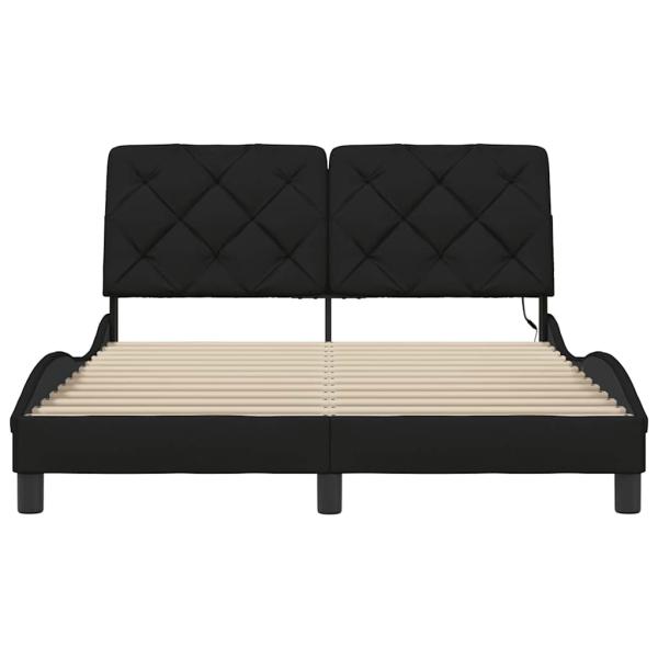 Bettgestell mit LED ohne Matratze Schwarz 140x200 cm Stoff