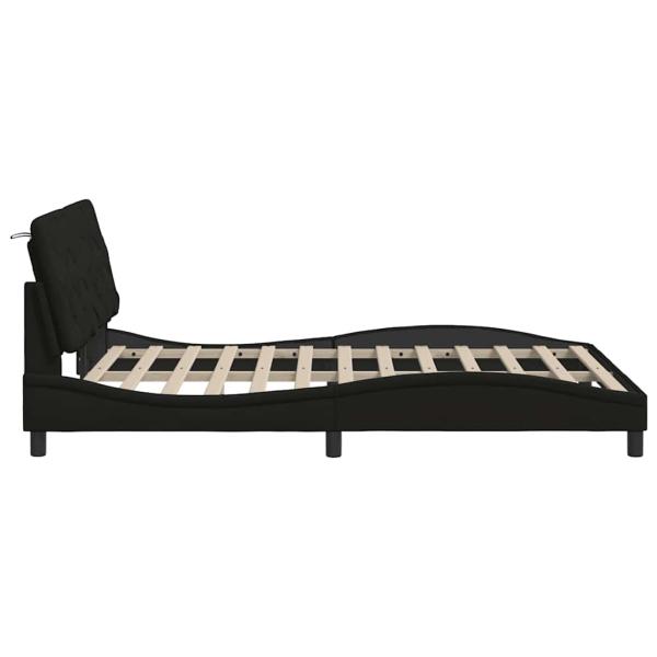 Bettgestell mit LED ohne Matratze Schwarz 140x200 cm Stoff