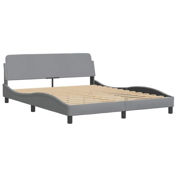 Bettgestell mit LED ohne Matratze Hellgrau 160x200 cm Stoff