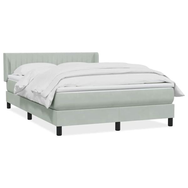 Boxspringbett mit Matratze Hellgrau 160x220 cm Samt
