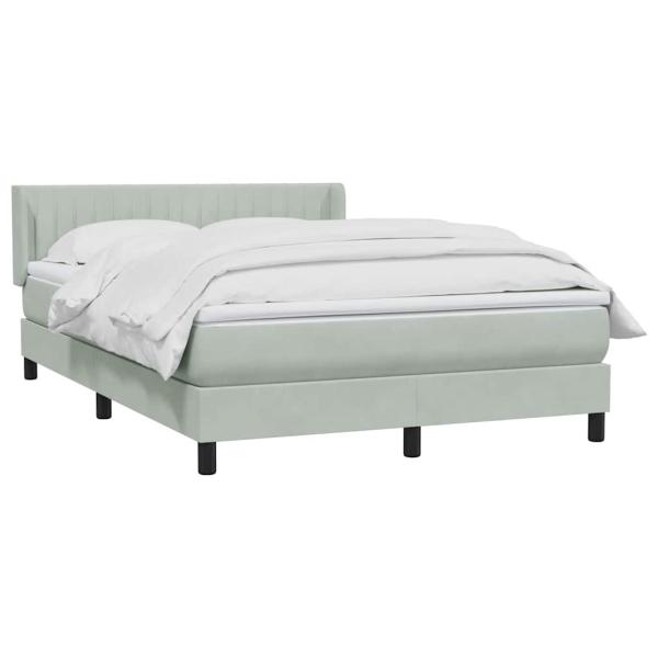 Boxspringbett mit Matratze Hellgrau 160x220 cm Samt