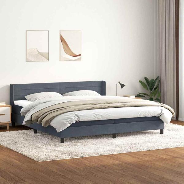 ARDEBO.de - Boxspringbett mit Matratze Dunkelgrau 180x210 cm Samt