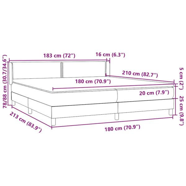 Boxspringbett mit Matratze Dunkelgrau 180x210 cm Samt