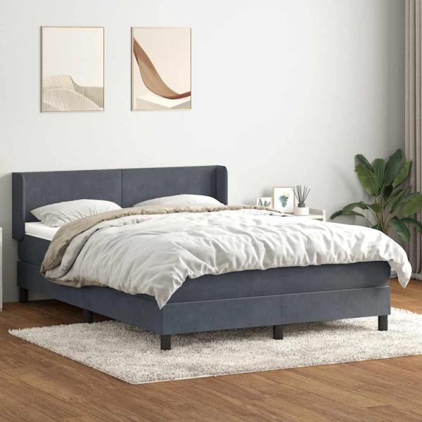 ARDEBO.de - Boxspringbett mit Matratze Dunkelgrau 160x210 cm Samt