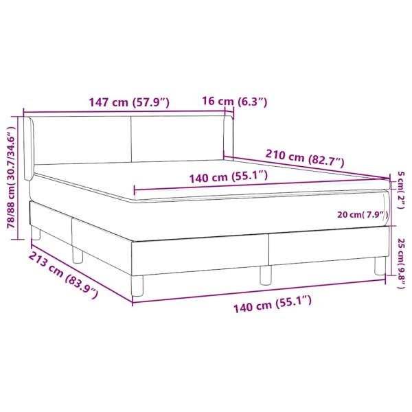 Boxspringbett mit Matratze Dunkelgrau 140x210 cm Samt